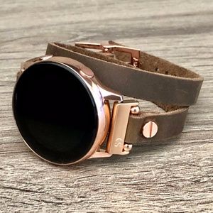 Double Wrap Brown Leather Galaxy Watch Active Band